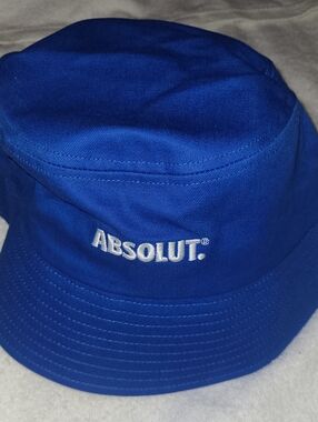 Absolut Vodka Blue Bucket Hat Pride White Logo Embroidery Cotton One Size